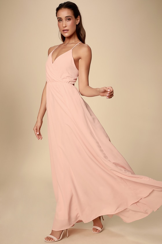 Blush Pink Maxi Dress - Backless Maxi ...